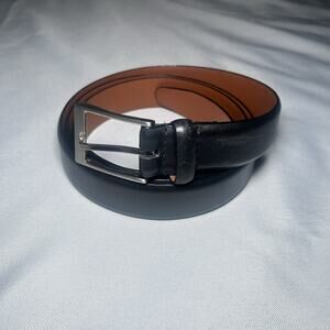 Men's Wearhouse Belt Black Italian Leather Full Grain Size 52 8582-02